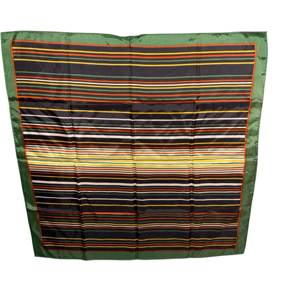 🔴 5 for $40 SALE! 
Vintage Brown & Green’s Striped Polyester Square Scarf - Picture 10 of 11